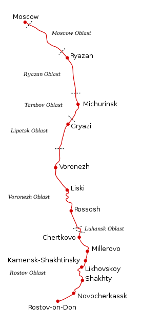 The "Tikhiy Don" train route