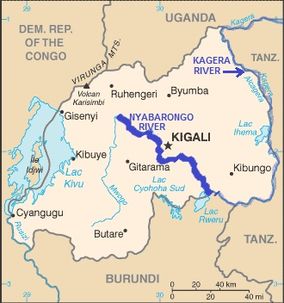 Map showing the location of Nyabarongo River Wetlands