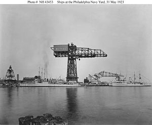 The ship in 1923 (right) at the Philadelphia Navy Yard