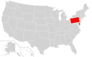 Map of USA highlighting OCA Diocese of Eastern Pennsylvania.svg
