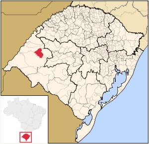 Map of the state of Rio Grande do Sul, Brazil highlighting