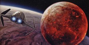 Planet Mustafar as shown in Revenge of the Sith