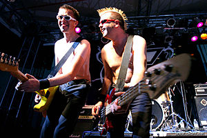 Michael Algar (left) fronting The Toy Dolls at Croatia, Summer Revolution Fest 2006