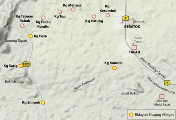 Location of Kampung Mundai and nearby places.