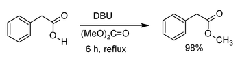 Methylation of phenylacetic acid by dimethyl carbonate promoted by DBU