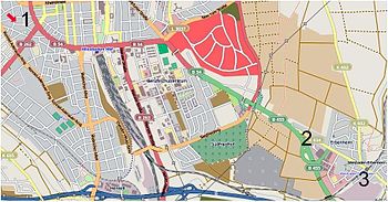 A map of central Wiesbaden.