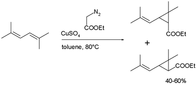 Chrysanthemic ester synthesis