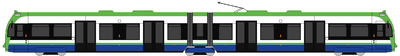 diagram of a Tramlink Flexity Swift tram