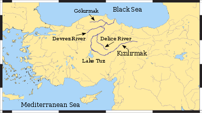 Map of Anatolia showing the Kızılırmak with its tributaries