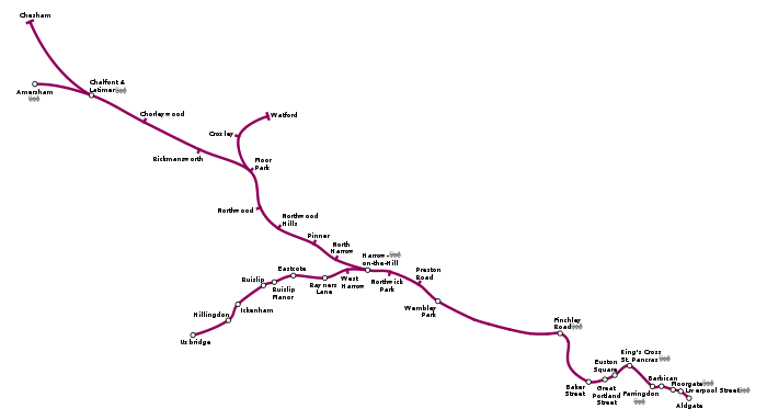 Geographical layout of the Metropolitan line