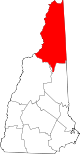 State map highlighting Coos County