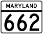 Maryland Route 662 marker