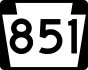 PA Route 851 marker