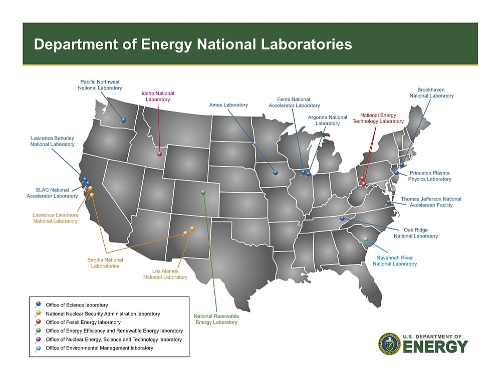 The 13 National Laboratories of DoE in 2010.