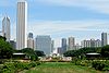 Buckingham Fountain is located in the middle of Grant Park