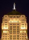 Night view of the top of the Chicago Board of Trade Building