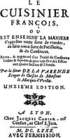 The title page of a 1680 edition of Le cuisinier françois.