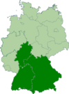 Map of Germany:Position of the Oberliga Süd highlighted