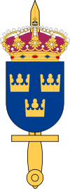 From 1942-1993 the Supreme Commander used the coat-of-arms, which today represents the Swedish Armed Forces as a government agency, as the coat-of-arms for the office of Supreme Commander.