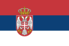 Flag of Serbia: A horizontal tricolor of red, blue. and white, with the lesser coat of arms