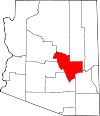 State map highlighting Gila County