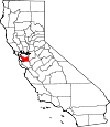 State map highlighting Alameda County