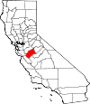 State map highlighting Merced County