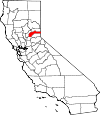 State map highlighting Nevada County