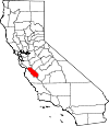 State map highlighting San Benito County