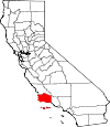 State map highlighting Santa Barbara County
