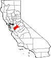 State map highlighting Stanislaus County