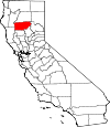 State map highlighting Tehama County