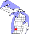 State map highlighting Allegan County