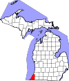 State map highlighting Berrien County