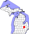 State map highlighting Genesee County