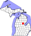 State map highlighting Gladwin County