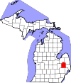 State map highlighting Lapeer County