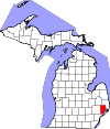 State map highlighting Macomb County