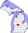 State map highlighting Montcalm County