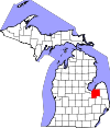 State map highlighting Tuscola County