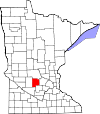 State map highlighting Meeker County