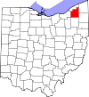 State map highlighting Geauga County