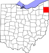State map highlighting Trumbull County