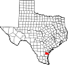 State map highlighting Nueces County