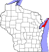 State map highlighting Door County