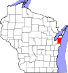 State map highlighting Kewaunee County
