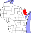 State map highlighting Marinette County