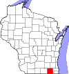 State map highlighting Walworth County