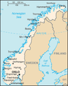 Map of the mainland of Norway