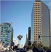 The intersection of Wilshire and San Vicente Boulevards